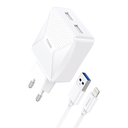 Charger Foneng EU50 GaN , 35W 2x USB-C to Type-C to Lightning (White)