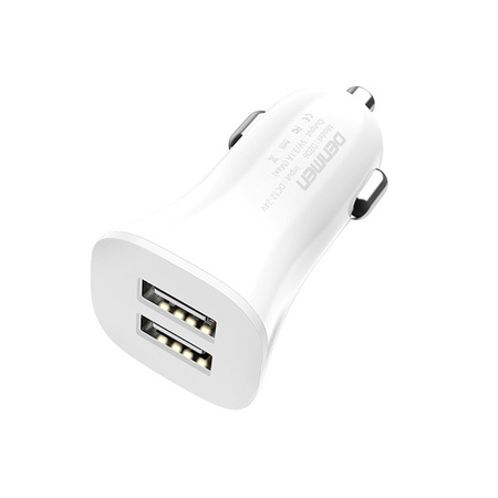 ŁADOWARKA SAMOCHODOWA 3A  + KABEL IPHONE BIAŁA DENMEN 3100mA DUAL FAST CHARGING 2XUSB DZ06L 15W