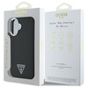 Original Handyhülle IPHONE 16 Guess Hardcase Grained Triangle MagSafe (GUHMP16SPGTSPSK) schwarz