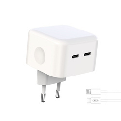 XO ładowarka sieciowa L102 PD 35W 2x USB-C biała + kabel USB-C - Lightning