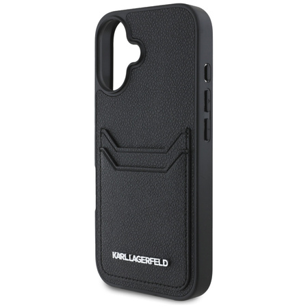 Original Case IPHONE 16 Karl Lagerfeld HC Grained PU Cardslot Metal Elong black