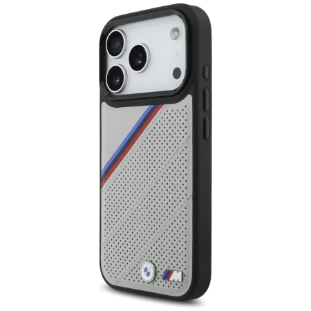 BMW M Tricolor Metal Logo MagSafe Case for iPhone 17 Pro - Gray
