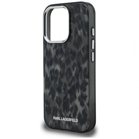 Etui Karl Lagerfeld IML Leopard Pattern MagSafe na iPhone 16 Pro - czarne