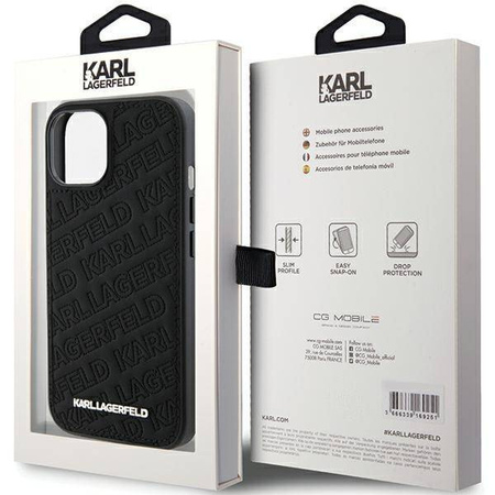 Karl Lagerfeld nakładka do iPhone 15 Plus 6,7&quot; KLHCP15MPQKPMK czarna HC QUILTED K PATTERN