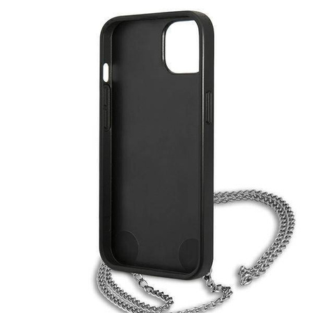 Original Handyhülle IPHONE 13 MINI Karl Lagerfeld Hardcase Leather Textured And Chain (KLHCP13SPMK) schwarz