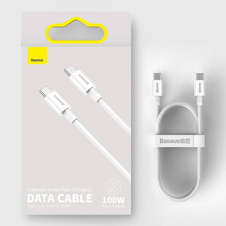 Baseus Superior kabel przewód USB Typ C - USB Typ C szybkie ładowanie Quick Charge / Power Delivery / FCP 100W 5A 20V 1m biały (CATYS-B02)