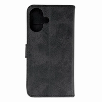 Leather Book Case für iPhone 16 – Schwarz