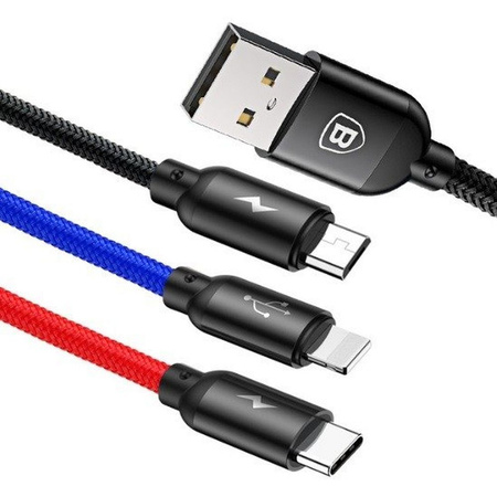 Baseus 3in1 Cable USB-C / Lightning / Micro 3,5A 0,3m (Black)