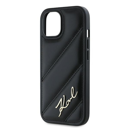 Karl Lagerfeld KLHCP14SPQDSMGK iPhone 14 / 15 / 13 6.1" czarny/black hardcase Diagonal Quilted Script