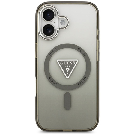 Guess Nakładka Magsafe IML Gradient Case With Print Triangle Logo & Silver Metal Camera Buttons Do iPhone 17 Khaki