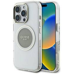 Guess IML Metal Colored Circle Classic Logo MagSafe - Etui do iPhone 16 Pro Max (szary)