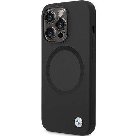 Original Handyhülle IPHONE 14 PRO MAX BMW Signature Liquid Silicone MagSafe (BMHMP14XSILBK2) schwarz