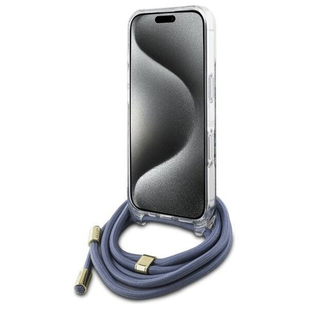 Original Handyhülle IPHONE 16 PRO Guess Hardcase Crossbody Cord 4G Print (GUHCP16LHC4SEB) blau