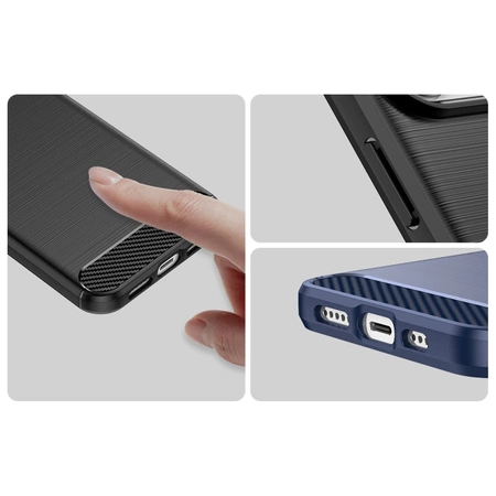 Carbon Case für iPhone 14 Pro Max flexible Gel-Rückseite blau
