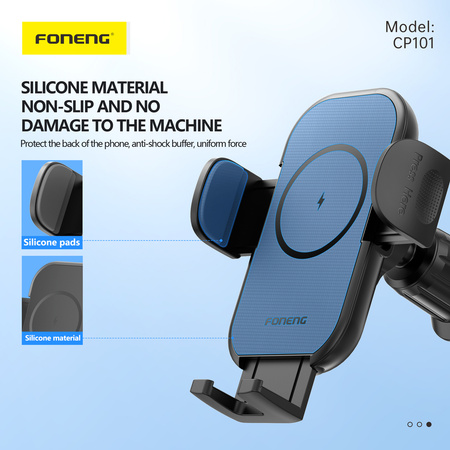Foneng Uchwyt Samochodowy CP101 z ładowaniem indukcyjnym na kratkę czarny