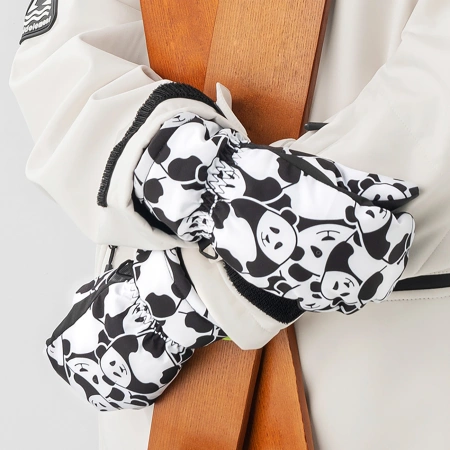 Qunature Panda Heat Transfer Kinder-Skihandschuhe, Größe S – Schwarz/Weiß