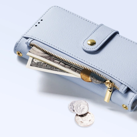 Dux Ducis Lawa Lederhülle für iPhone 16 Pro Max mit abnehmbarer magnetischer Brieftasche - Blau