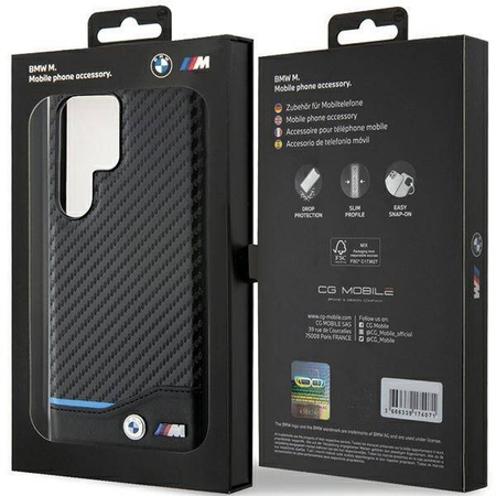 Etui BMW Leather Carbon na Samsung Galaxy S24 Ultra - czarne