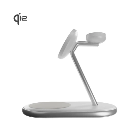 Puro Mag Station Qi2 3-in-1 Wireless Charger Compatible with MagSafe - White