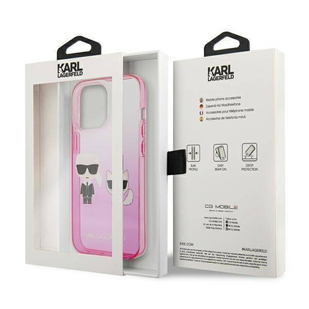 Karl Lagerfeld KLHCP13LTGKCP iPhone 13 Pro / 13 6.1 &quot;hardcase pink / pink Gradient Ikonik Karl &amp; Choupette
