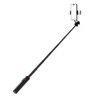 Selfie stick WC12YDS teleskopowy tripod 1.3m ze stopu aluminium z podwójną lampą i uchwytem na telefon - czarny