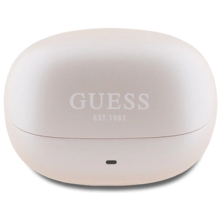 Guess GUTWST88MCTGP TWS Bluetooth-Kopfhörer + Dock, rosa/rosa Kapsel, bedrucktes Logo