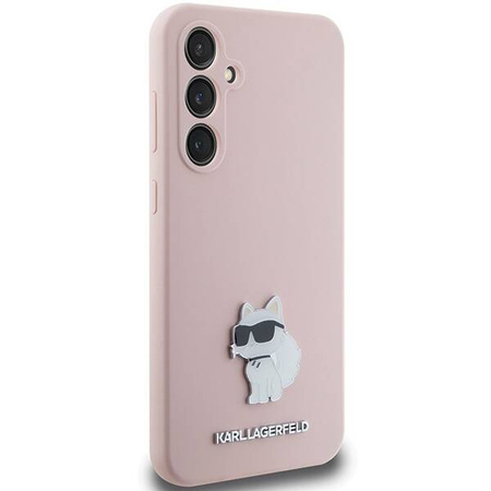 Karl Lagerfeld Choupette Metal Pin-Hülle aus Silikon für Samsung Galaxy S23 FE – Rosa