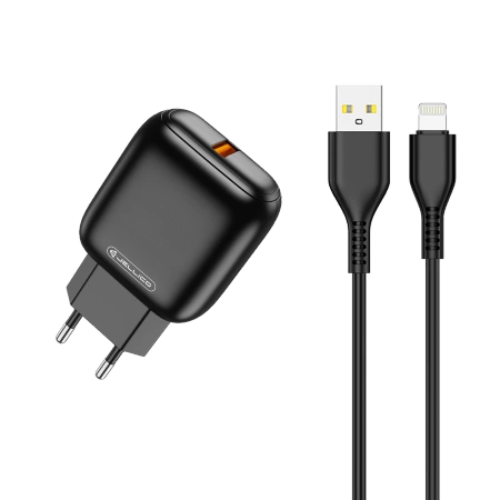 JELLICO Netz-Ladegerät C32 18W 1xUSB QC3.0 + Kabel Lightning schwarz