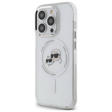 Original Case IPHONE 14 PRO MAX Karl Lagerfeld Hardcase IML Metal Karl&Choupette Head MagSafe (KLHMP14XHLSKCH) white