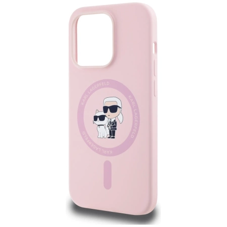 Karl Lagerfeld Silicone Karl&amp;Choupette MagSafe iPhone 14 Pro Case - Pink