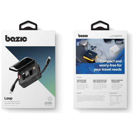 Kabel Bazic GoCharge Loop 5w1 Lightning, USB-A, Micro USB 1m czarny