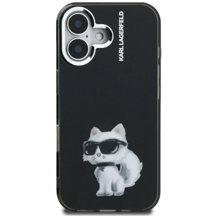 Karl Lagerfeld IML Aquarelle Choupette &amp; Logo iPhone 16 Case - Black