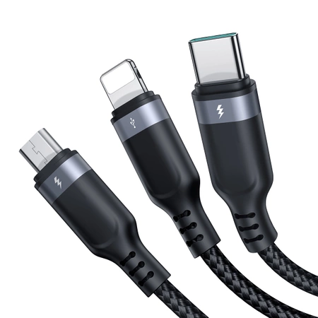 Joyroom Multi-Use Series S-A18 3in1 USB-A – Lightning /USB-C/Micro-USB-Kabel 0,3 m – Schwarz