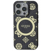 Original Handyhülle IPHONE 16 PRO MAX Guess Hardcase IML Peony On 4G Background MagSafe (GUHMP16XH4PYEEK) schwarz