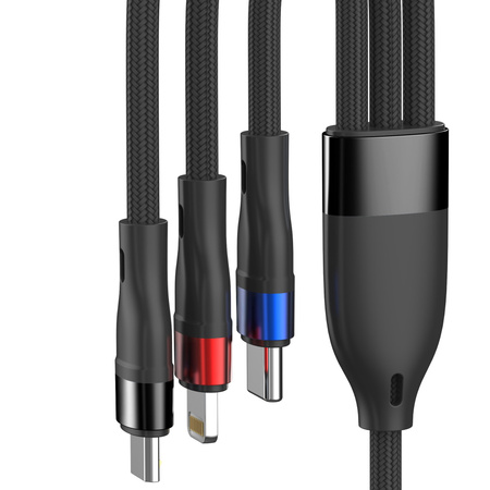 Accessories - 3mk Hyper Cable N-SERIES 3 in 1 A to C/Lightning/Micro 1.2m 9V/2A 18W Black