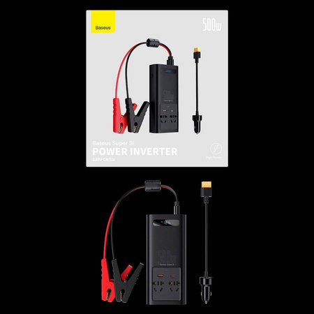 Baseus Auto-Wechselrichter 150W 12V / 500W 220V (EU- und CN-Stecker) schwarz (CGNB000101)