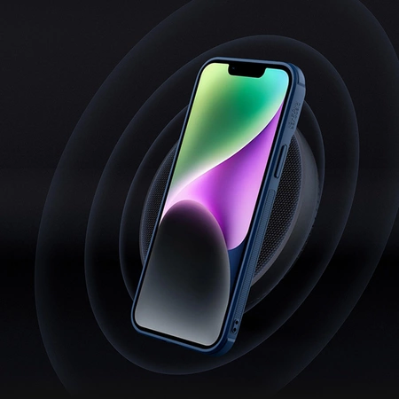 Nillkin Textured S Case für iPhone 14 Plus, gepanzerte Hülle mit Kameraabdeckung, blau