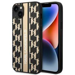 Original Handyhülle IPHONE 14 PLUS Karl Lagerfeld Hardcase Monogram Stripe (KLHCP14MPGKLSKW) braun