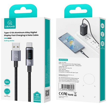 Kabel USAMS Sufeng Series US-SJ673 66W   6A Fast Charging USB-C do USB-A 1.2m tarnish