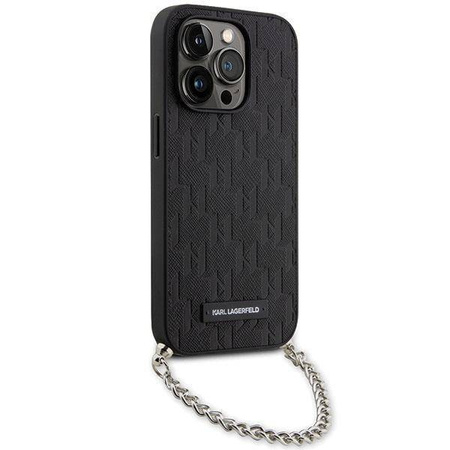 Karl Lagerfeld KLHCP14LSACKLHPK iPhone 14 Pro 6,1" schwarz/schwarzes Hardcase mit Saffiano-Monogrammkette