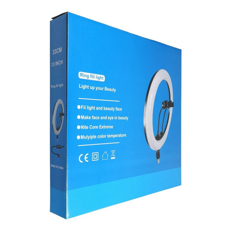 Lampa LED Ring Stream RGB pierścieniowa 13 cali z uchwytem na telefon + statyw