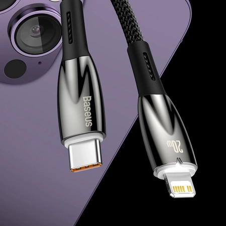 Baseus Glimmer Series cable with fast charging USB-C - Lightning 480Mb/s PD 20W 1m white