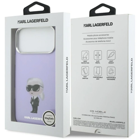 Karl Lagerfeld IML Aquarelle Karl &amp; Choupette &amp; Logo MagSafe Case for iPhone 17 Pro Max - Purple