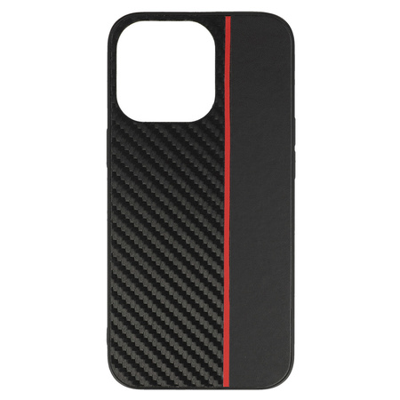Tel Protect CARBON Case do Iphone 13 Pro Czarny z czerwonym paskiem