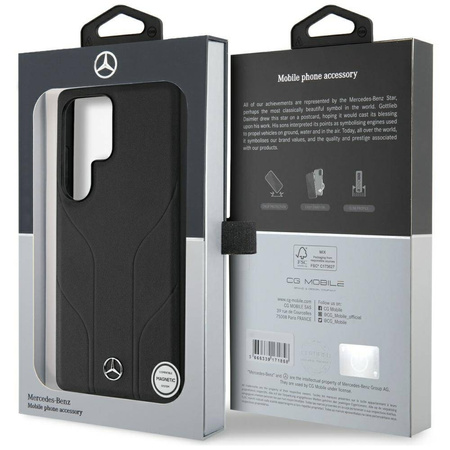 Schutzhülle SAMSUNG GALAXY S25 ULTRA Mercedes AMG Hardcase Leather Debossed Lines MagSafe schwarz