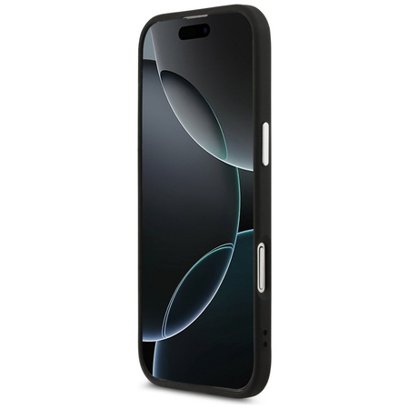 Guess Nakładka Magsafe PU Leather Case With Triangle Logo Silver Metal Camera Frame Do iPhone 17 Air Czarna