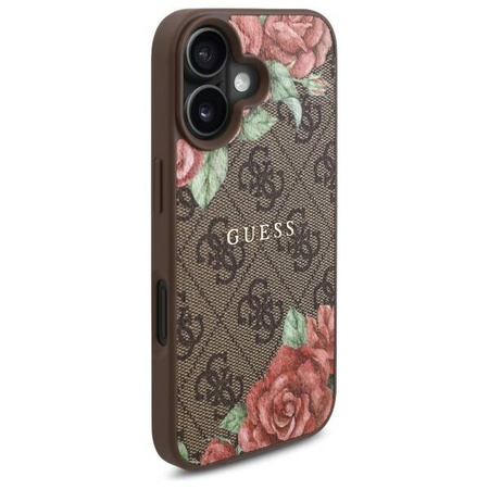 Original Case IPHONE 16 Guess Hardcase 4G Flowers Print MagSafe (GUHMP16SP4ROPEMCW) brown