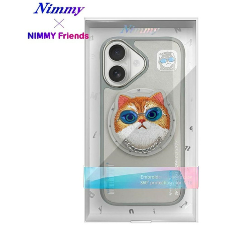 Etui Nimmy Glasses Cool Cat MagSafe do    iPhone 16 szary