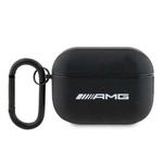 Original Handyhülle APPLE AIRPODS PRO 2 Mercedes AMG Cover Leather White Logo (AMAP2SLWK) schwarz