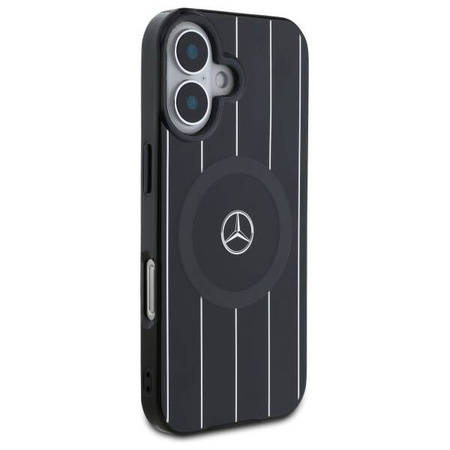Original Handyhülle IPHONE 16 Mercedes Hardcase MB Double Layer Crossed Lines MagSafe (MEHMP16S23HRSK) schwarz